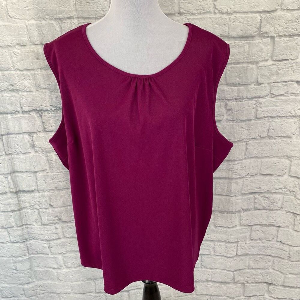 Southern lady 3XL women sleeveless scoopneck blouse dark purple